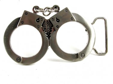 Pair of Silvetone Handcuffs Belt Buckle 10292013