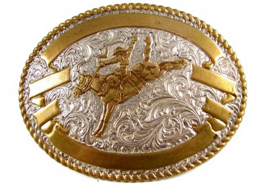 Western Cowboy Rodeo Broncho Busting Belt Buckle 5714 by Crumrine