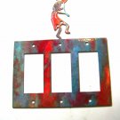 Kokopelli w/ Flute Triple Rocker Outlet Cover Plate by Steel Images USA 022315A