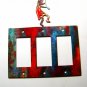 Kokopelli w/ Flute Triple Rocker Outlet Cover Plate by Steel Images USA 022315A