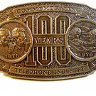 Commemorative 100 Years Telephone Industry Silver Tone Belt Buckle