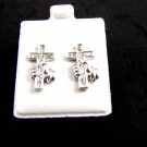 Hand Holding Cross CZs Pierced Studs Earrings