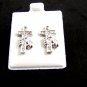 Hand Holding Cross CZs Pierced Studs Earrings