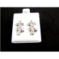 Hand Holding Cross CZs Pierced Studs Earrings