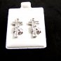 Hand Holding Cross CZs Pierced Studs Earrings