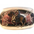Vintage Cowboy Western Horse Bowing Belt Buckle 1114