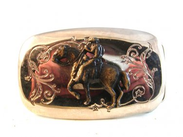 Vintage Cowboy Western Horse Bowing Belt Buckle 1114