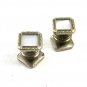 Deco Silvertone Mother Pearl Snap Link Cufflinks Bear Wilde KUM-A-PART 102714