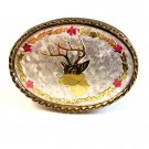 Ladies Tri Colored GoldTone Buck Deer Belt Buckle USA
