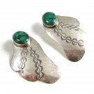 Navajo Sterling Silver & Turquoise Earrings Signed J.N.