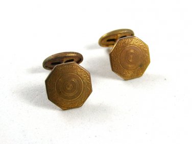 Edwardian / Art Deco Goldtone Cufflinks Unmarked 120914