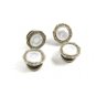 Art Deco Silvertone & Mother of Pearl Cufflinks by COBS LINK 103114