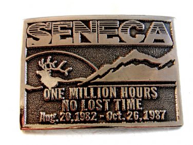 Vintage 1982 - 1987 One Million Hours No Lost Time Seneca  Belt Buckle