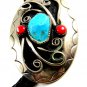 Great Looking Southwest Western Turquoise & Coral Bolo
