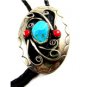 Great Looking Southwest Western Turquoise & Coral Bolo