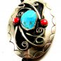 Great Looking Southwest Western Turquoise & Coral Bolo