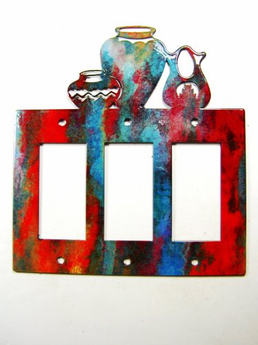 Southwest Pueblo Pottery Triple Rocker Outlet Cover Plate by Steel Images USA A