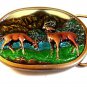 Vintage Indiana Metal Craft Buck & Doe Deer Mountains Belt Buckle