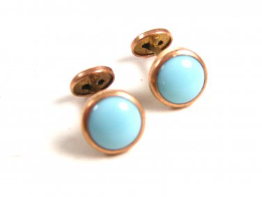 Victorian / Edwardian Goldtone Turquoise Cufflinks 22514
