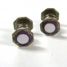 1920 Art Deco Silvertone Mother Pearl Purple Cufflinks By Park Roger Jiffy 7715