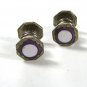 1920 Art Deco Silvertone Mother Pearl Purple Cufflinks By Park Roger Jiffy 7715