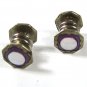1920 Art Deco Silvertone Mother Pearl Purple Cufflinks By Park Roger Jiffy 7715