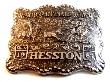 1987 Hesston National Finals Rodeo Calf Roping Belt Buckle