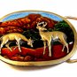 Vintage Indiana Metal Craft Buck & Doe Deer Mountains Belt Buckle - This is the