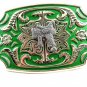 Western Silvertone Green Saddle Belt Buckle #102113