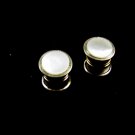 Art Deco Silvertone Mother of Pearl Cufflinks by EVER SNAP 102714b