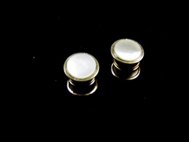 Art Deco Silvertone Mother of Pearl Cufflinks by EVER SNAP 102714b