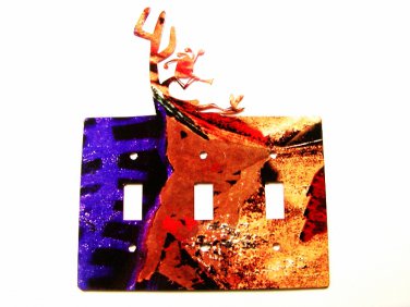 Kokopelli Flute Cactus Triple Switch Cover Plate by Steel Image sUSA 022515O