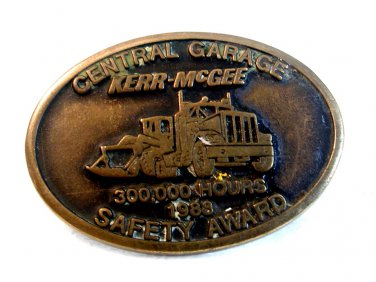 Vintage Central Garage Kerr McGee 1988 Safety Award Belt Buckle