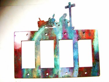 Man Motorcycle Kneeling Cross Quadruple Rocker Outlet Cover Plate Steel Images U