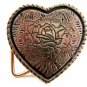 Ladies Western Cowgirl Heart with a Rose in the Center Belt Buckle