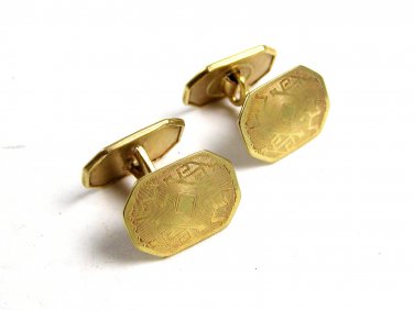 Edwardian / Deco Goldtone Cufflinks by HWKCO 22514