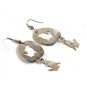 Southwest Sterling Silver Wolf Howling Turquoise Dangley Pieced Earrings