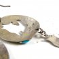 Southwest Sterling Silver Wolf Howling Turquoise Dangley Pieced Earrings