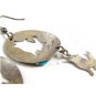 Southwest Sterling Silver Wolf Howling Turquoise Dangley Pieced Earrings