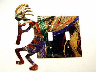 Southwest Kokopelli Flute Players Double Switch Cover Plate by LAZART 022415A
