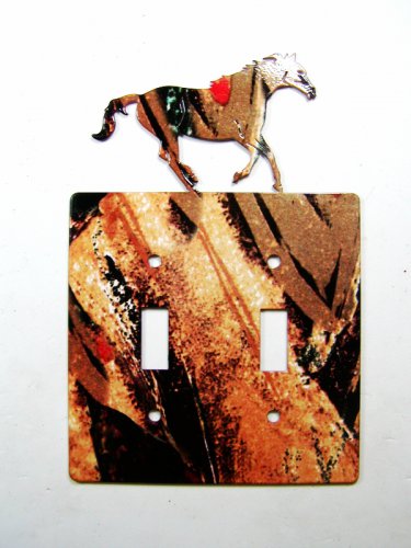 Horse Running Double Light Switch Cover Plate by Steel Images USA 030315TT