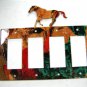 Wild Horse Quadruple Rocker Outlet Cover Plate by Steel Images USA 6815