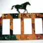 Wild Horse Quadruple Rocker Outlet Cover Plate by Steel Images USA 6815