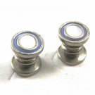 Deco Silvertone Purple Mother of Pearl Snap Link Cufflinks By KUM-A-PART 101314