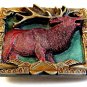 Large Vintage 1994 Bergamont Enameled Buck Deer Belt Buckle
