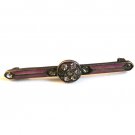 Victorian Edwardian Sterling Silver & Pink Champleve Enamel Brooch