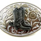 Western Silvertone Cowboy Boots Belt Buckle #102113c