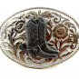 Western Silvertone Cowboy Boots Belt Buckle #102113c