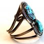 Native American Sterling Silver & Turquoise Cuff Bracelet by Manuel Hoyungowa