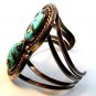 Native American Sterling Silver & Turquoise Cuff Bracelet by Manuel Hoyungowa